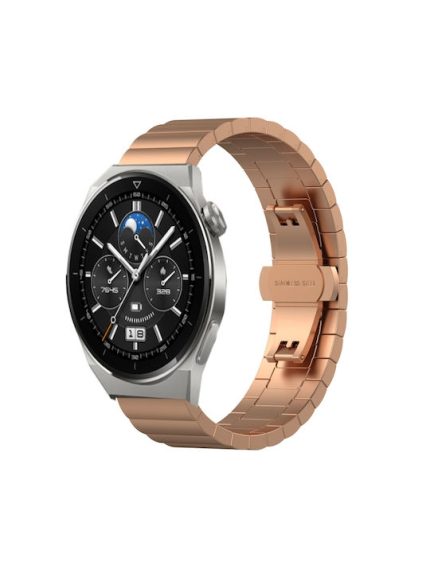 For Huawei Watch GT 3 Pro 43mm 20mm One Bead Butterfly Buckle Metal Steel Watch Band  ΡΟΖ/ΧΡΥΣΟ