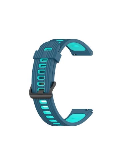 For Huawei Watch GT 3 46mm 22mm Two-color Stripe Silicone Watch Band (ΜΠΛΕ + ΠΡΑΣΙΝΟ )