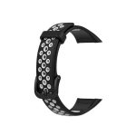 Για Huawei Band 6 / Honor Band 6 Universal δίχρωμη αναπνεύσιμη ζώνη ρολογιών σιλικόνης (μαύρο λευκό)