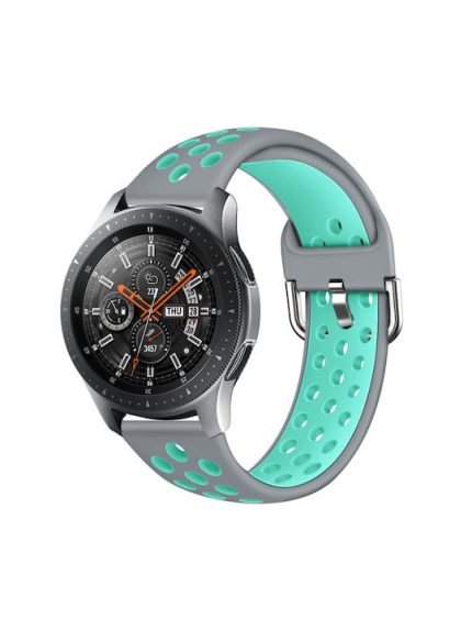 Για Galaxy Watch 46 / S3 / Huawei Watch GT 1 / 2 Έξυπνο ρολόι 22 χιλιοστών, διπλό έγχρωμο λουράκι ρολογιού σιλικόνης, Μέγεθος: L (Γκρι πράσινο)