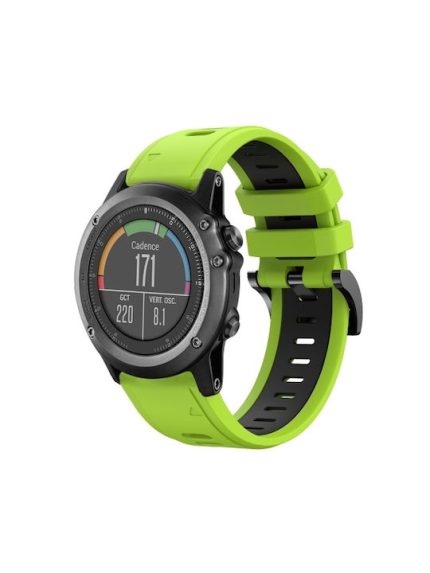 For Garmin Fenix 3 Sapphire 26mm Two-Color Sports Silicone Watch Band (ΜΑΥΡΟ + ΠΡΑΣΙΝΟ)