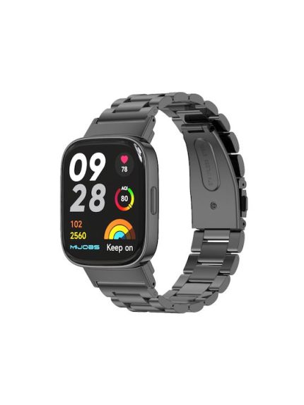 Για Redmi Watch 3 Mijobs Ζάντα ρολογιού από ανοξείδωτο ατσάλι με τρεις χάντρες (Μαύρο)