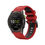 Για Garmin Fenix ​​7X 26mm, δίχρωμη αθλητική ζώνη ρολογιών σιλικόνης (Red+Black) Fenix 7X Solar-Tactix Delta-Enduro-Fenix 6-Fenix 6X Pro-Fenix 6X Sapphire-Fenix 5X Sapphire-Fenix 5X Plus-Fenix 3-Fenix 3 HR-Fenix 3 Sapphire-Descent MK 2-Descent MK 2i- Endu
