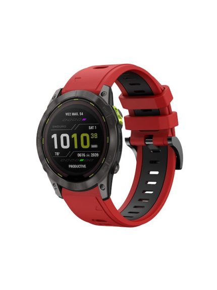 Για Garmin Fenix ​​7X 26mm, δίχρωμη αθλητική ζώνη ρολογιών σιλικόνης (Red+Black) Fenix 7X Solar-Tactix Delta-Enduro-Fenix 6-Fenix 6X Pro-Fenix 6X Sapphire-Fenix 5X Sapphire-Fenix 5X Plus-Fenix 3-Fenix 3 HR-Fenix 3 Sapphire-Descent MK 2-Descent MK 2i- Endu
