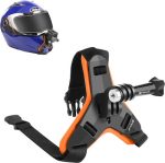 PULUZ Motorcycle Helmet Chin Strap Mount for GoPro, DJI Osmo Action and Other Action Cameras(Orange)