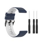 For Garmin Fenix 7 22mm Two-color Silicone Watch Band  ( Blue / White)