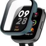 Για Redmi Watch 3 Active PC + Tempered Film Ενσωματωμένη προστατευτική θήκη ρολογιού (Pine Green)