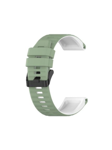 For Garmin Fenix 7 22mm Two-color Silicone Watch Band  ( Green / White)