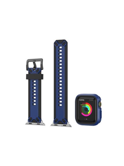 TPU Watch Band για Apple Watch Ultra 49mm / Series 8&7 45mm / SE 2&6&SE&5&4 44mm / 3&2&1 42mm (Black Midnight Blue)