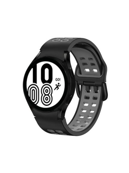 Για Samsung Galaxy Watch 4 40mm 20mm  λουράκι ρολογιών σιλικόνης δύο χρωμάτων (ΓΚΡΙ+ΜΑΥΡΟ)