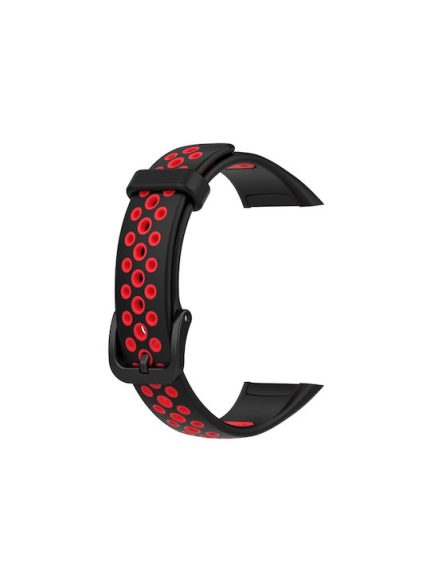 Για Huawei Band 6 / Honor Band 6 Universal δίχρωμη αναπνέουσα ζώνη σιλικόνης (Μαύρο κόκκινο)