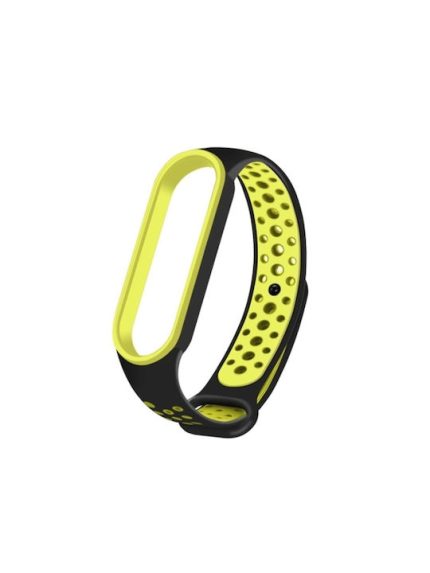 For Xiaomi Mi Band 6 (CA8856) Breathable Silicone Watch Band with Holes (ΠΡΑΣΙΝΟ+ΜΑΥΡΟ)