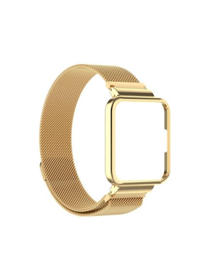 Για Xiaomi Redmi Watch 2 Lite 2 in 1 Milano Metal Watch Band με πλαίσιο ρολογιού (χρυσό)