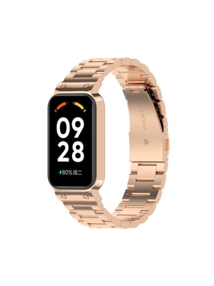 For Redmi Band 2 Three-bead Steel Watch Band(Rose Gold)