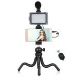 PULUZ 4 σε 1 Vlogging Live Mini Octopus Bracket Kit + Studio Light + Μικρόφωνο + Κιτ σφιγκτήρα τηλεφώνου (Μαύρο) - Image 2