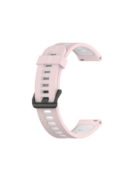 For Huawei Watch GT 3 46mm 22mm Two-color Stripe Silicone Watch Band (ΡΟΖ + ΑΣΠΡΟ )