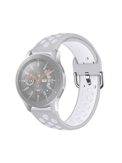 For Galaxy Watch 46 / S3 / Huawei Watch GT 1 / 2 22mm Smart Watch Silicone Double Color Watch Band, Size:S(Grey White)