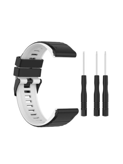 For Garmin Fenix 7 22mm Two-color Silicone Watch Band  (Black  / White)