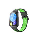 For Huawei Watch Fit 2 Two-Color Perforated Silicone Watch Band(Black+Green)