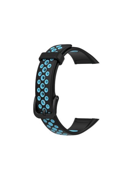 For Huawei Band 6 / Honor Band 6 Universal Two-color Breathable Silicone Watch Band(Black Blue)