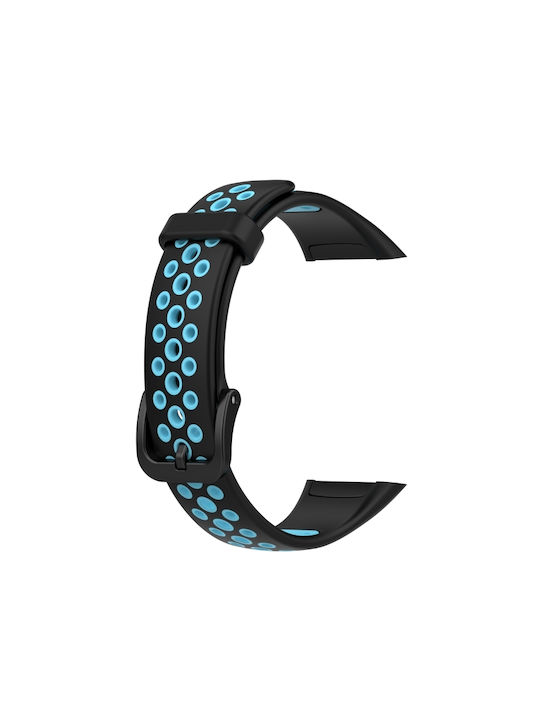 fd11a78b-5f0b-44b3-9517-157b8e4cb3f5_0.jpg For Huawei Band 6 / Honor Band 6 Universal Two-color Breathable Silicone Watch Band(Black Blue) - Image 1