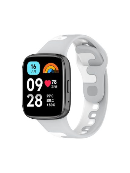 For Redmi Watch 3 Active Stitching Two Color Silicone Watch Band(Gray White)
