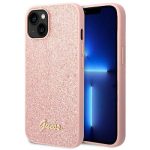 Guess Glitter Flakes Script Metal Logo Back Cover Σιλικόνης Ροζ (iPhone 14)