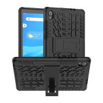 Για Lenovo Tab M8 (2020) TB-8705F 8,0 ιντσών με υφή ελαστικού, προστατευτική θήκη TPU+PC με θήκη (Μαύρη)