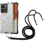 Για vivo Y35 4G / Y22S 4G Global Lanyard Honeycomb Phone Case (Λευκή)