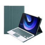 For Xiaomi Pad 6 / Pad 6 Pro A0N7-A Lambskin Texture Ultra-thin Bluetooth Keyboard Leather Case with Touchpad(Dark Green)