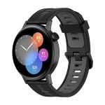 Huawei for  Watch GT 3 42mm 20mm Two-color Stripe Silicone Watch Band(Black Dark Grey)(OEM)