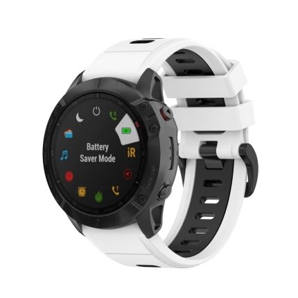 Για Garmin Fenix ​​7S 20mm Δίχρωμο λουράκι σιλικόνης (λευκό μαύρο)