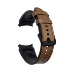For Samsung Galaxy Watch4 Silicone + Leather Black Buckle Watch Band(Brown)