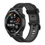 Huawei  for Watch GT Runner 22mm Two-color Stripe Silicone Watch Band(Black Dark Grey)(OEM)