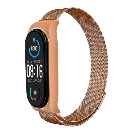 Λουράκι Ανοξείδωτο Ατσάλι Ροζ / Χρυσό (Mi Smart Band 5/Mi Smart Band 6)