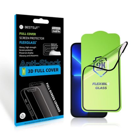 Bestsuit Flexible Hybrid Glass 5D για Apple iPhone 15 μαύρο
