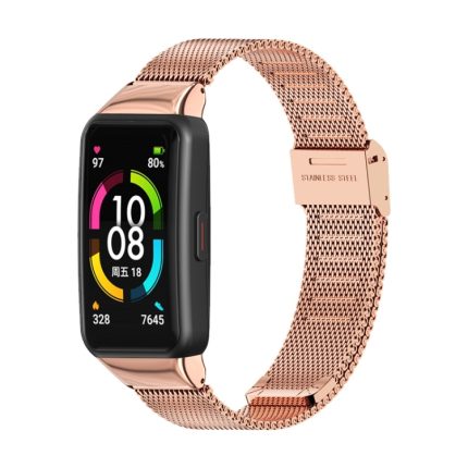 For Huawei Band 6 / Honor Band 6 / 7 MIJOBS Milan Stainless Steel Watch Band(Rose Gold)