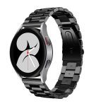 For Samsung Galaxy Watch4 40mm/44mm Universal Flat Head Three-bead Stainless Steel Watch Band(Black)