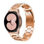 For Samsung Galaxy Watch4 40mm/44mm Universal Flat Head Three-bead Stainless Steel Watch Band(Rose Gold)
