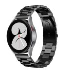 For Samsung Galaxy Watch4 Classic 42mm/46mm Universal Flat Head Three-bead Stainless Steel Watch Band(Black)