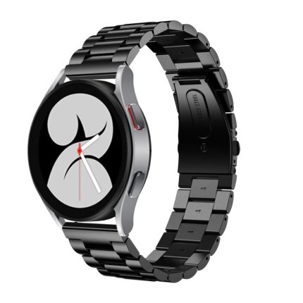 For Samsung Galaxy Watch4 Classic 42mm/46mm Universal Flat Head Three-bead Stainless Steel Watch Band(Black)