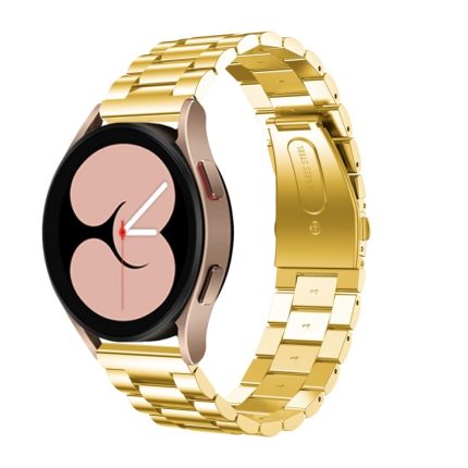 For Samsung Galaxy Watch4 Classic 42mm/46mm Universal Flat Head Three-bead Stainless Steel Watch Band(Gold)