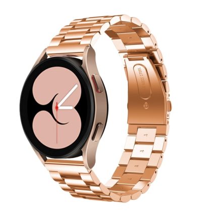 For Samsung Galaxy Watch4 Classic 42mm/46mm Universal Flat Head Three-bead Stainless Steel Watch Band(Rose Gold)