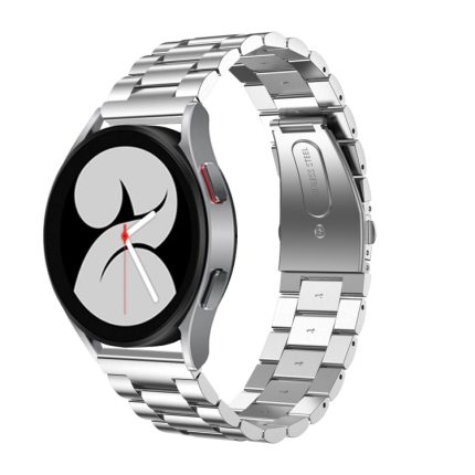 For Samsung Galaxy Watch4 Classic 42mm/46mm Universal Flat Head Three-bead Stainless Steel Watch Band(Silver)