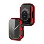 Electroplating Shockproof PC Protective Case with Tempered Glass Film For Apple Watch Series 9 / 8 / 7 41mm(Red) - Image 3