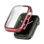 Electroplating Shockproof PC Protective Case with Tempered Glass Film For Apple Watch Series 9 / 8 / 7 41mm(Rose Gold)