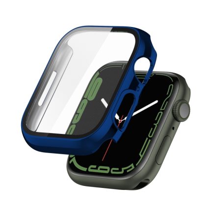 Electroplating Shockproof PC Protective Case with Tempered Glass Film For Apple Watch Series 9 / 8 / 7 41mm(Starry Blue)