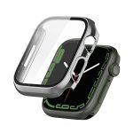 Electroplating Shockproof PC Protective Case with Tempered Glass Film For Apple Watch Series 9 / 8 / 7 41mm(Silver)