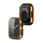 Electroplating Shockproof PC Protective Case with Tempered Glass Film For Apple Watch Series 9 / 8 / 7 45mm(Gold) - Image 3