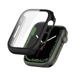 Electroplating Shockproof PC Protective Case with Tempered Glass Film For Apple Watch Series 9 / 8 / 7 45mm(Bright Black)